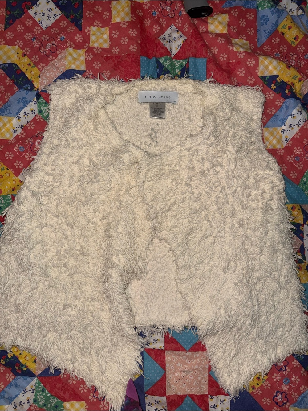 IRO Cream Textured Faux-Fur Vest